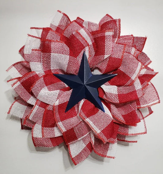 Patriotic Flower Wreath ~ USA Home Décor