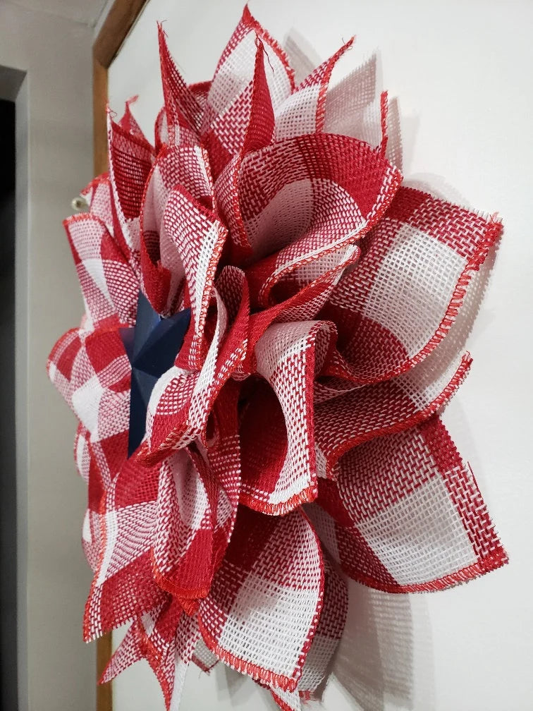 Patriotic Flower Wreath ~ USA Home Décor