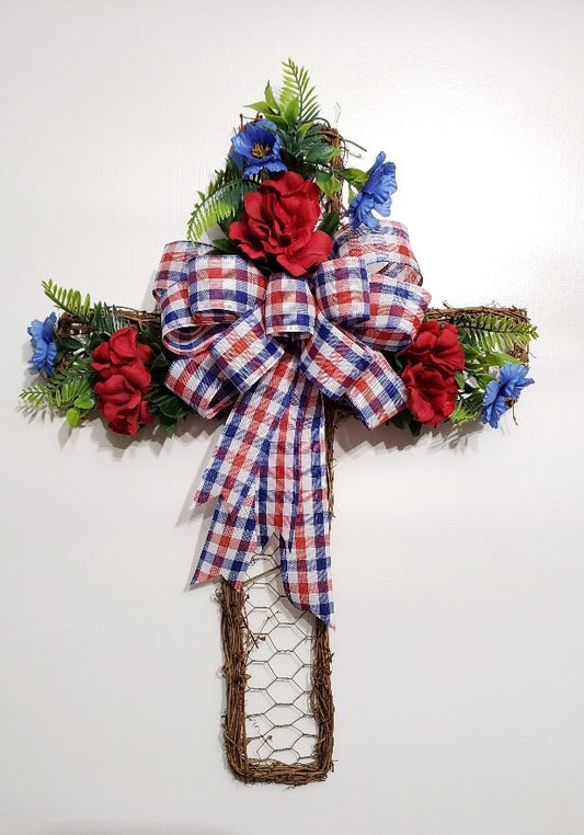 Patriotic Cross ~ Memorial ~ Wall/Door hanger