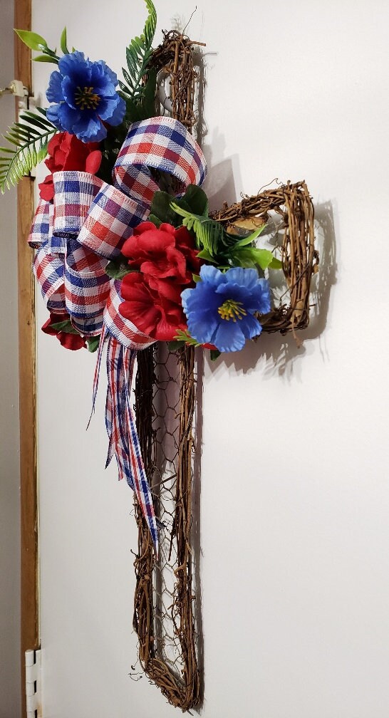 Patriotic Cross ~ Memorial ~ Wall/Door hanger
