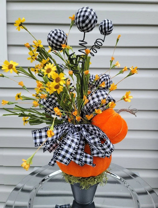 Pumpkin Floral Centerpiece ~ Fall Home Décor