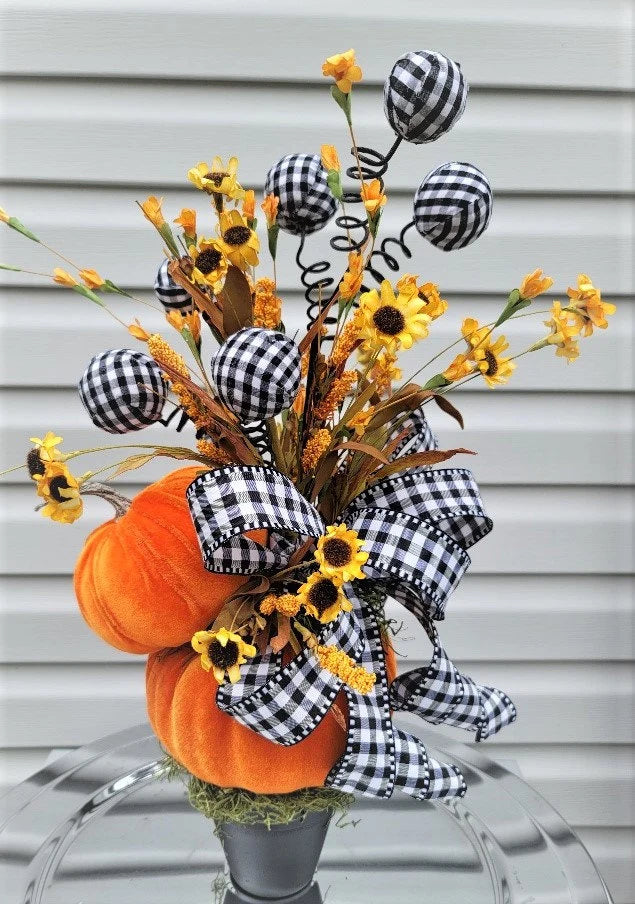 Pumpkin Floral Centerpiece ~Fall Home Décor
