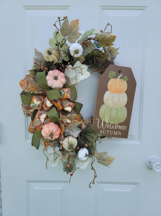 Fall Pumpkin Welcome Wreath