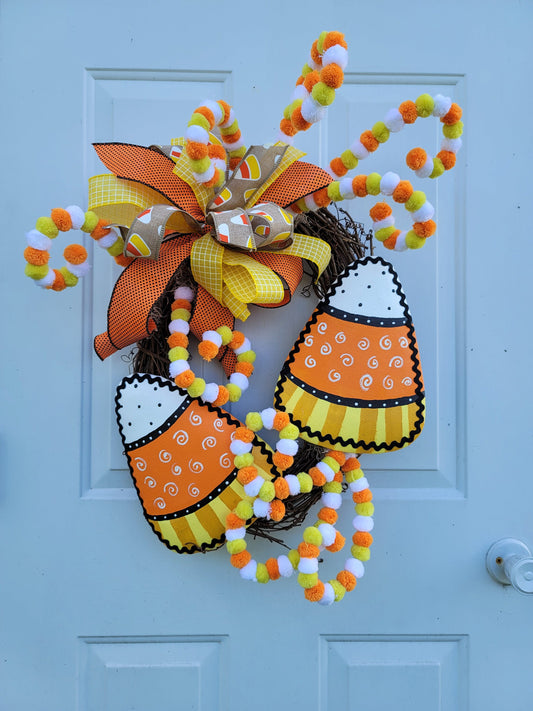 Candy Corn Wreath ~ Fall Home Décor