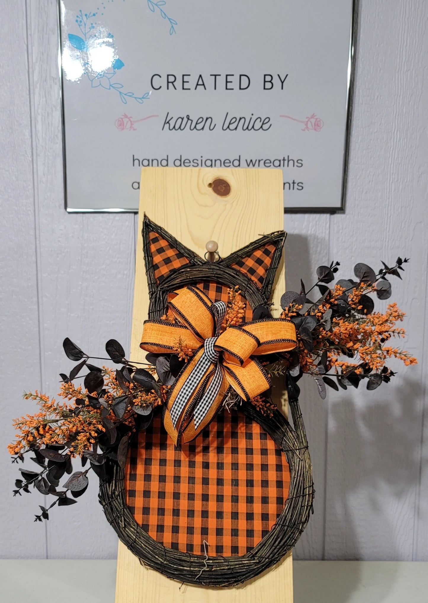Halloween or Fall door hanger ~ Kitty home décor