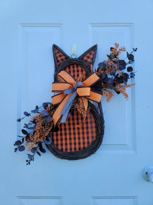 Halloween or Fall door hanger ~ Kitty home décor