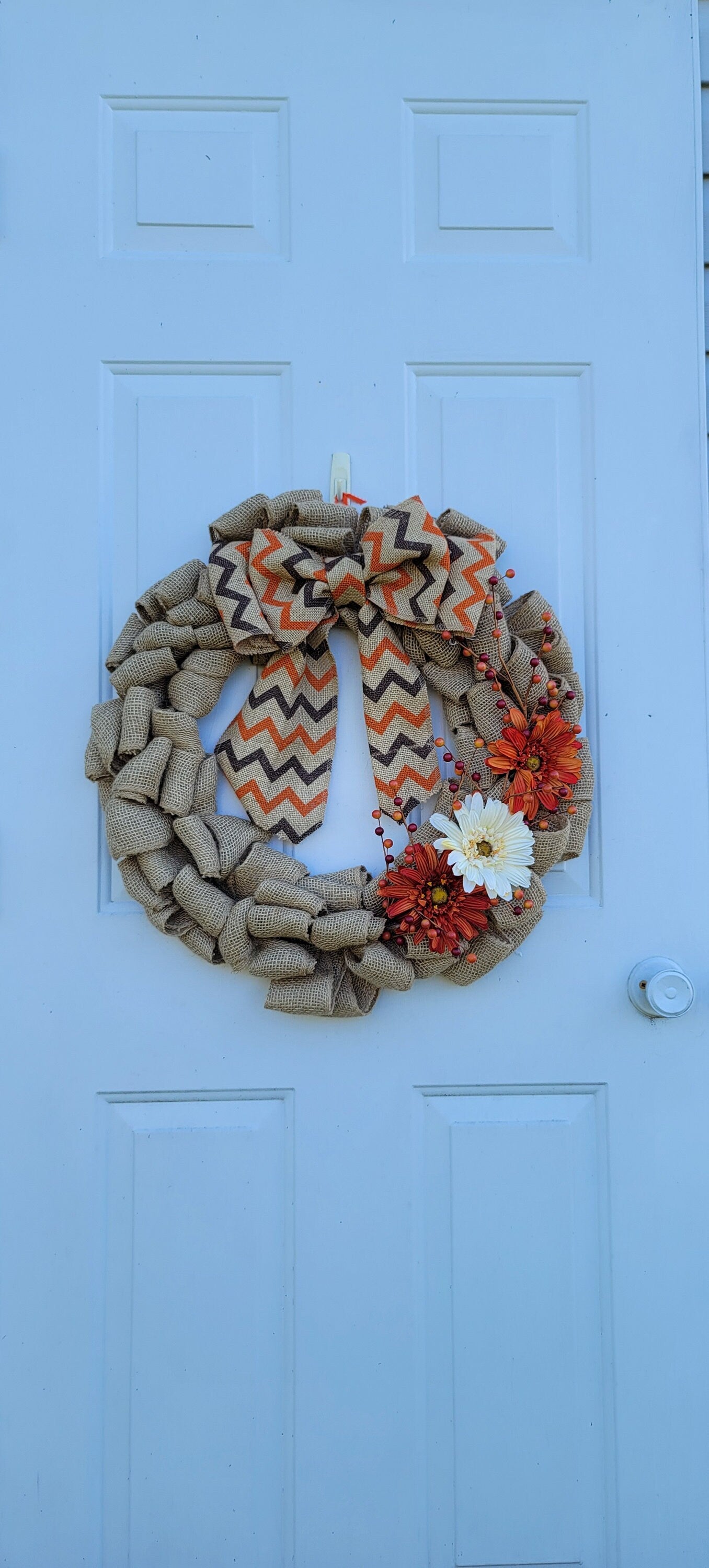 Fall time burlap wreath with sunflowers