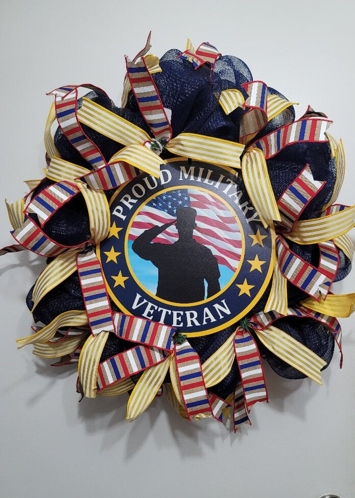 Patriotic Wreath ~ Proud Military Veteran