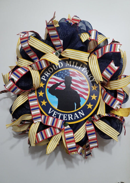 Patriotic Wreath ~ Proud Military Veteran