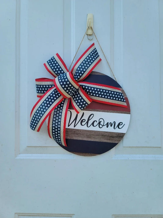 Patriotic Welcome Sign ~ door hanger ~
