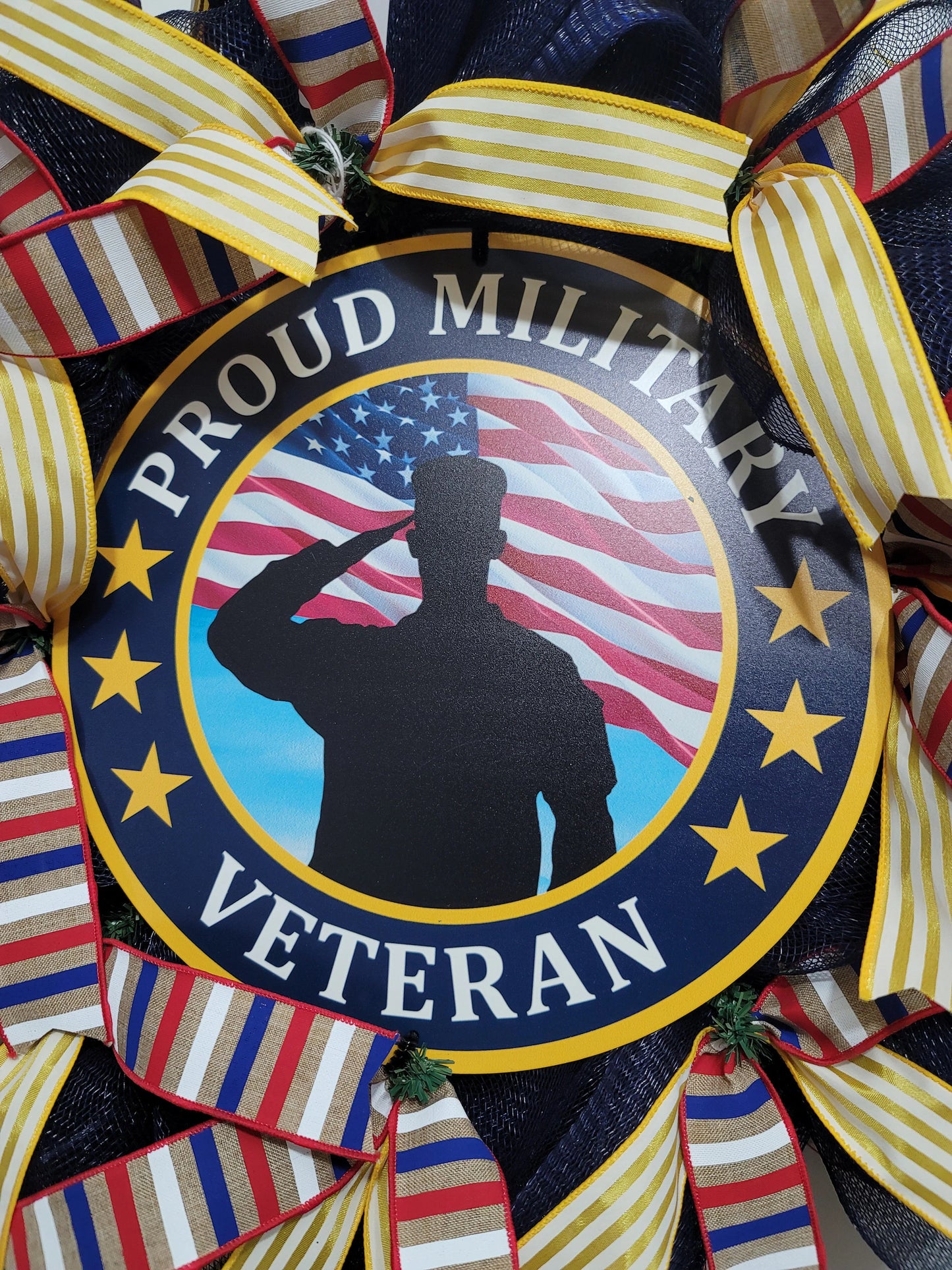 Patriotic Wreath ~ Proud Military Veteran