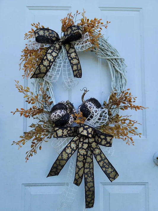 Pumpkin Wreath ~ Animal Print Pumpkins