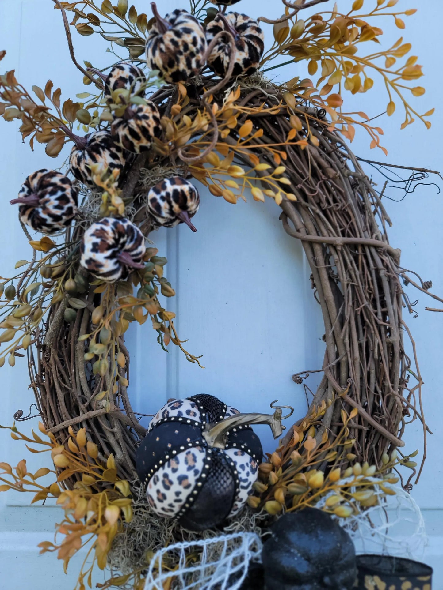 Fall Wreath ~ Pumpkin ~ Animal Print