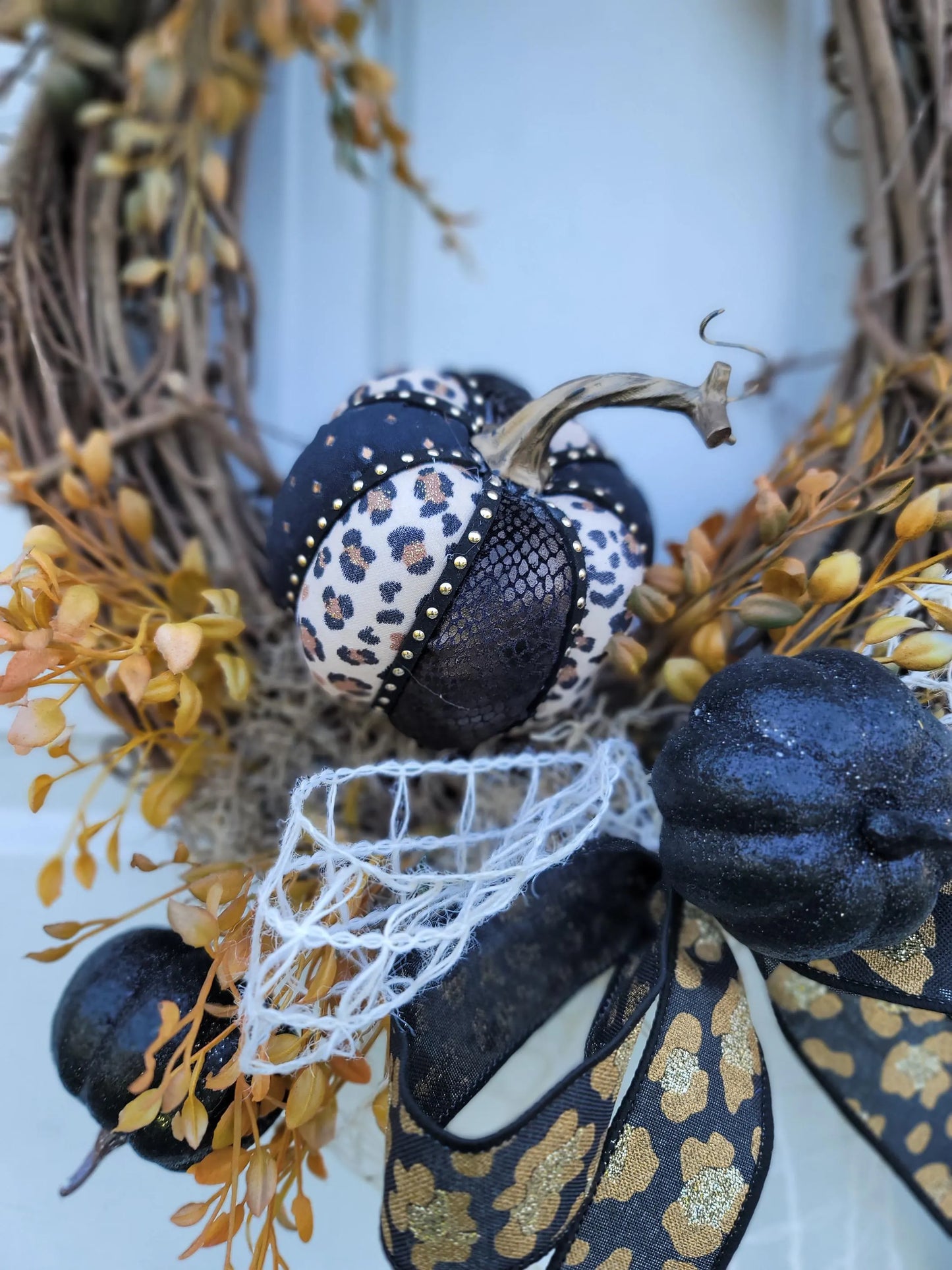 Fall Wreath ~ Pumpkin ~ Animal Print