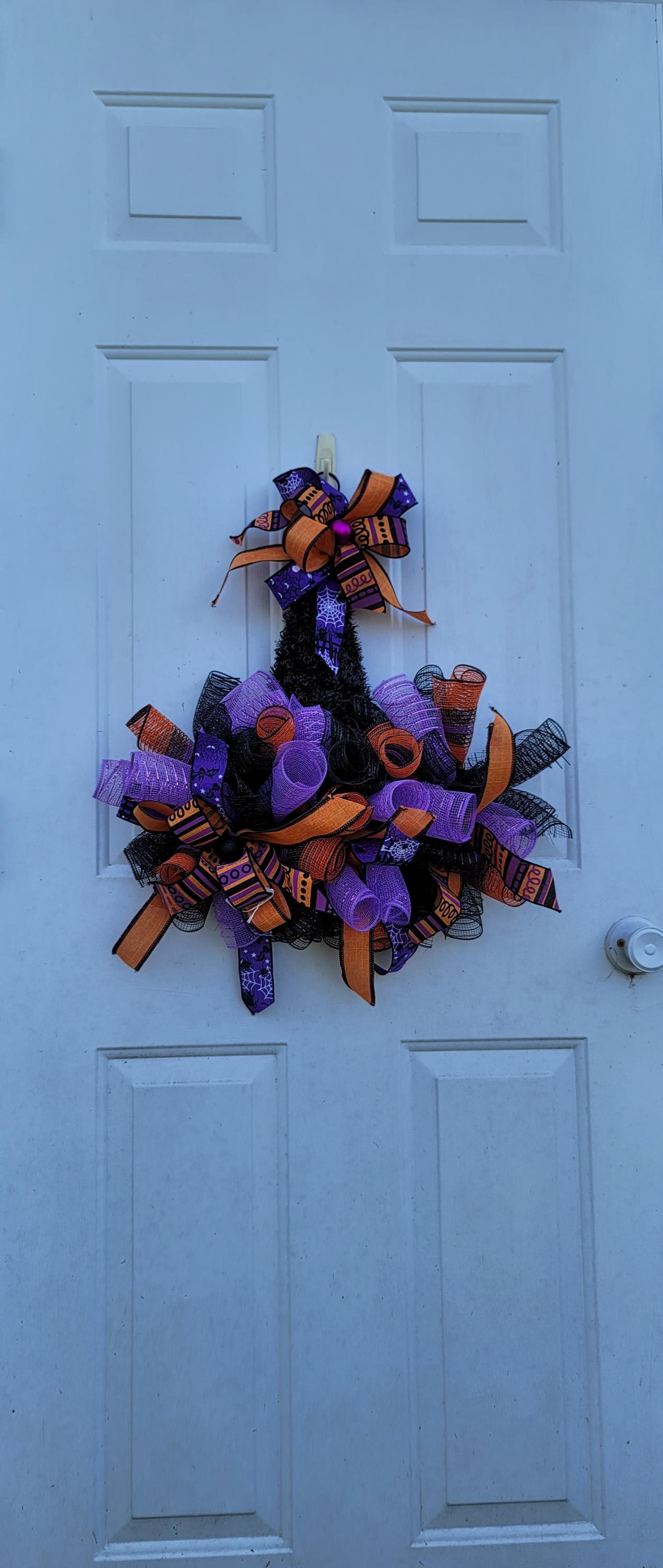 Witch Hat Wreath ~ Black, Orange & Purple