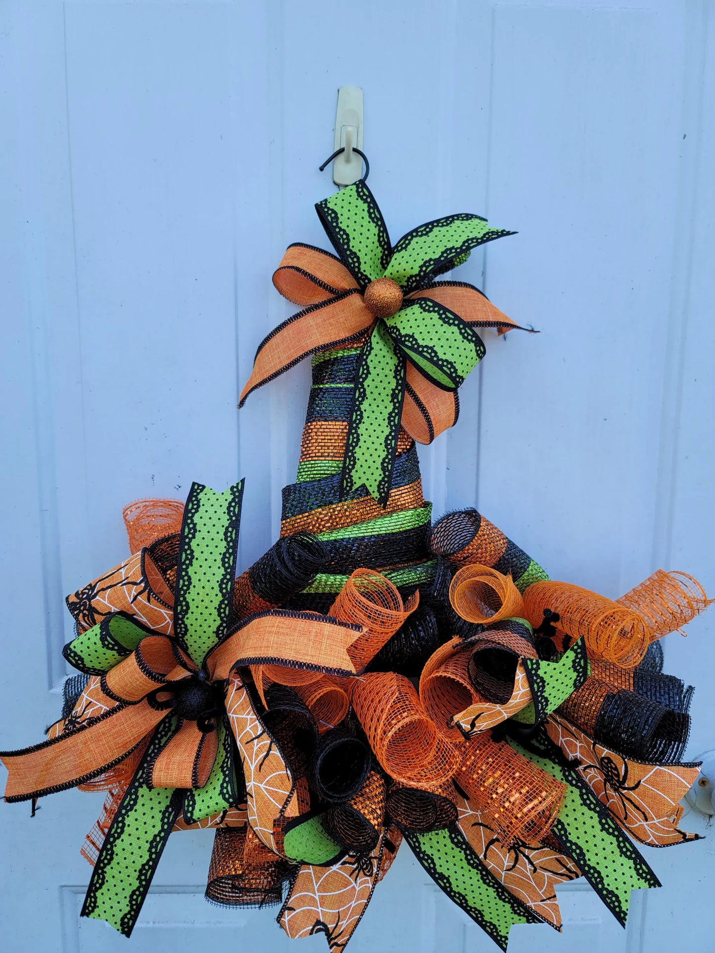 Witch Hat Wreath ~ Black, Orange and Green
