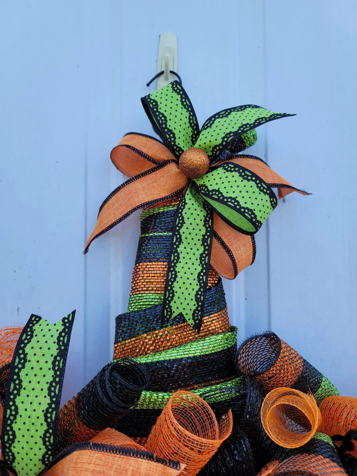 Witch Hat Wreath ~ Black, Orange and Green