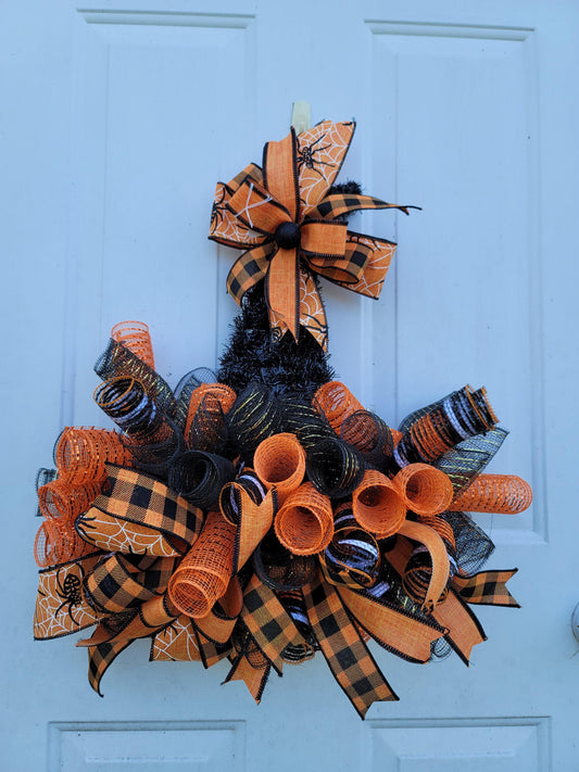Witch Hat Wreath ~ Orange and Black